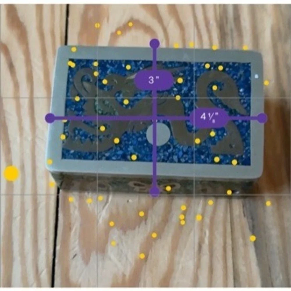 Vintage Trinket Jewelry Box Butterfly Motif Blue Mosaic Lid Hinged‎ Sm keepsake